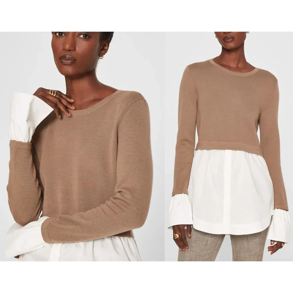 Club Monaco | Berdine Sweater | "Fox" Tan and white | Sz XS | NWT - Picture 1 of 8